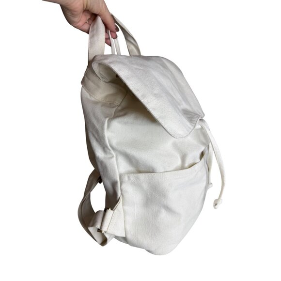 Laude The Label Natural Convertible Canvas Backpack Drawstring Closure Ivory - Picture 2 of 10